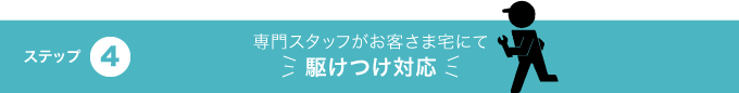 ステップ4 専用スタッフがお客さま宅にて駆けつけ対応